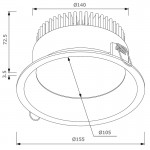 Downlight LED Redondo empotrar 155mm Blanco 20W